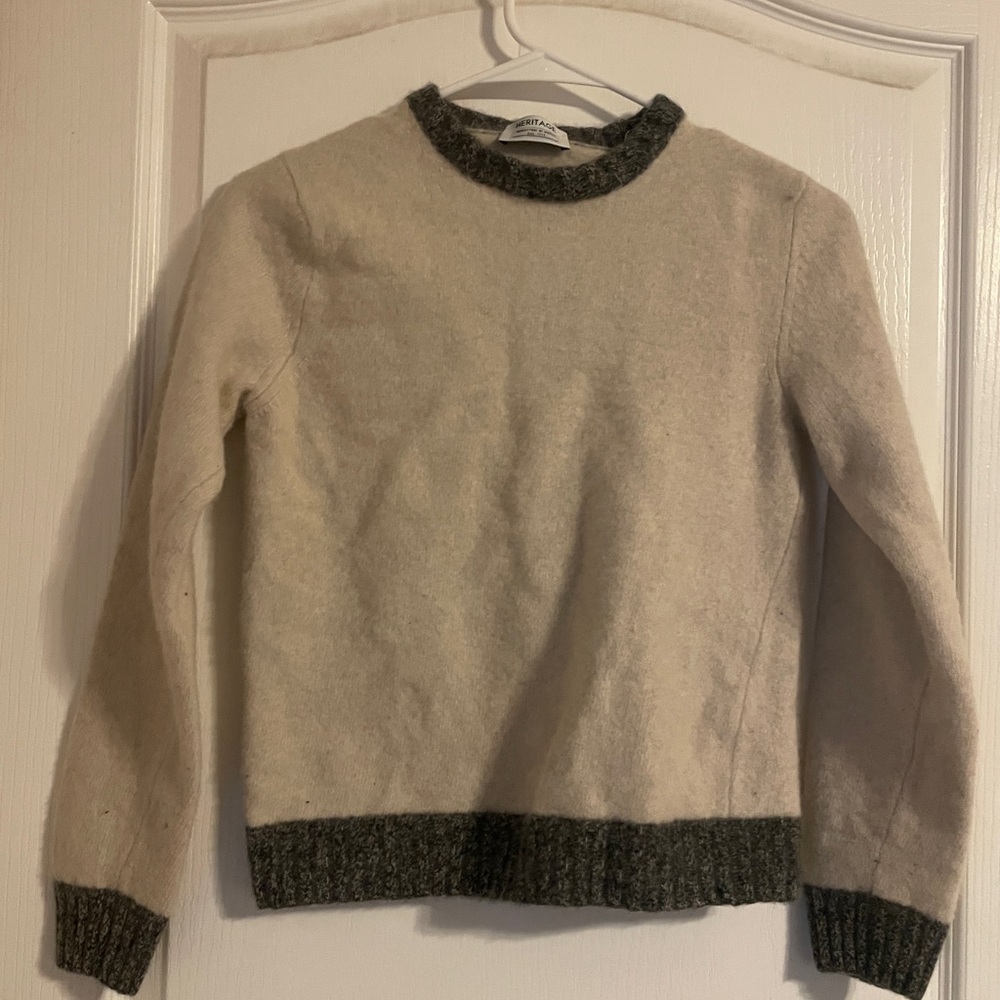 Heritage Cream Wool Cashmere Blend‎ Long Sleeve Sweater M (Runs Small) Vintage